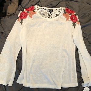 Floral Blouse with Lace Detail